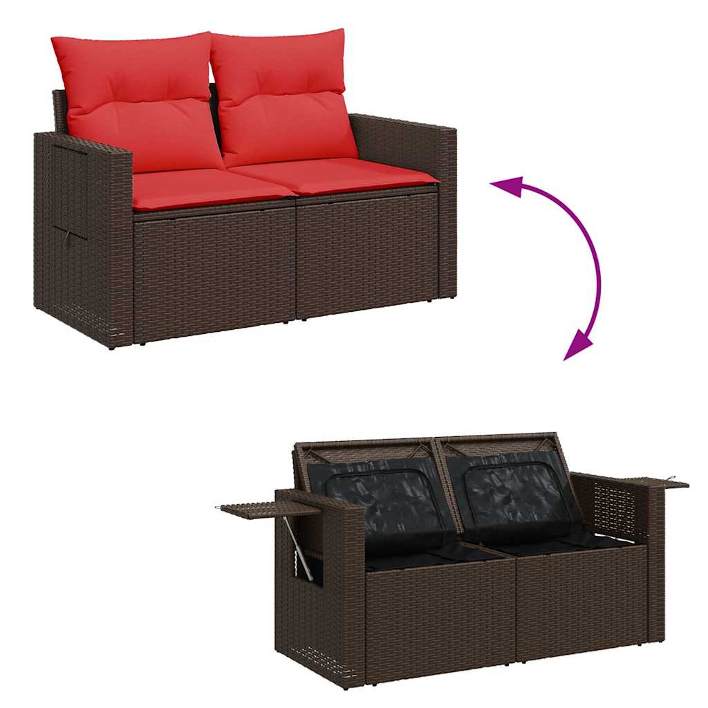 7 pcs conjunto sofás jardim almofadões vime PE/acácia cinzento