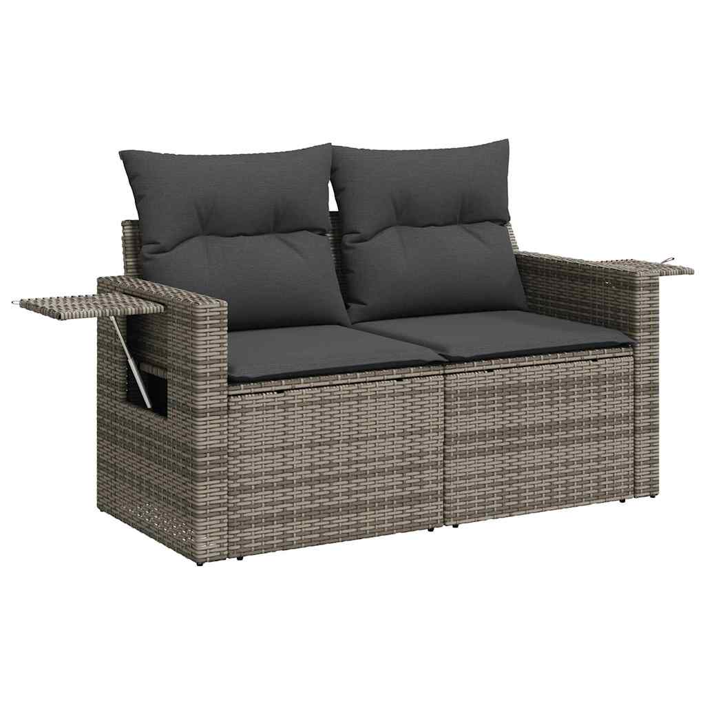 10 pcs garden sofa set with cushions poly rattan grey