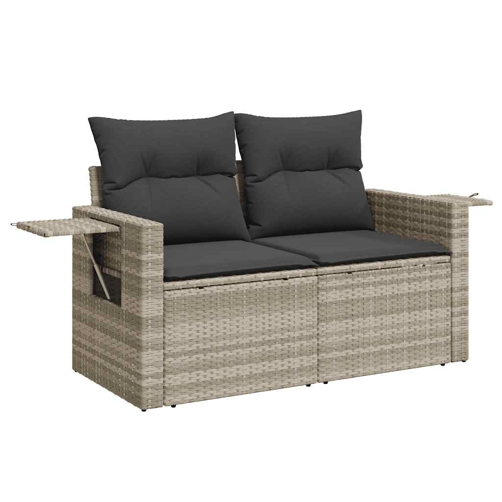 10 pcs garden sofa set with cushions light grey poly rattan