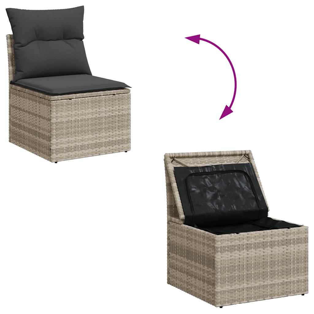 10 pcs garden sofa set with cushions light grey poly rattan