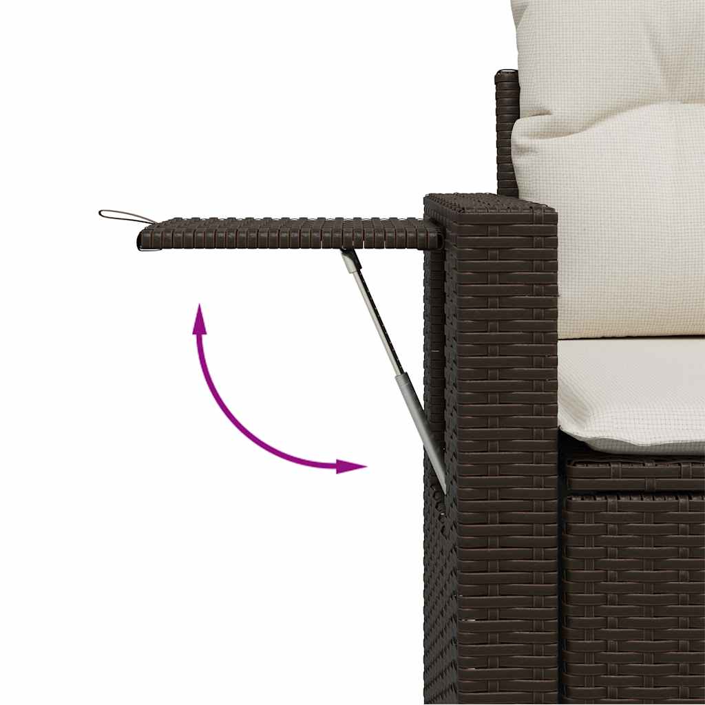 10 pcs garden sofa set with cushions poly rattan brown