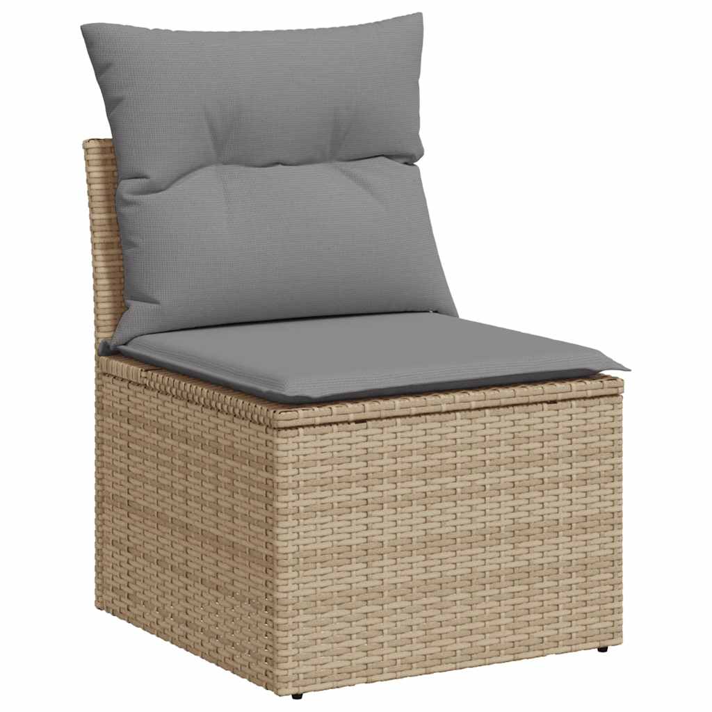 10 pcs garden sofa set with cushions PE rattan beige