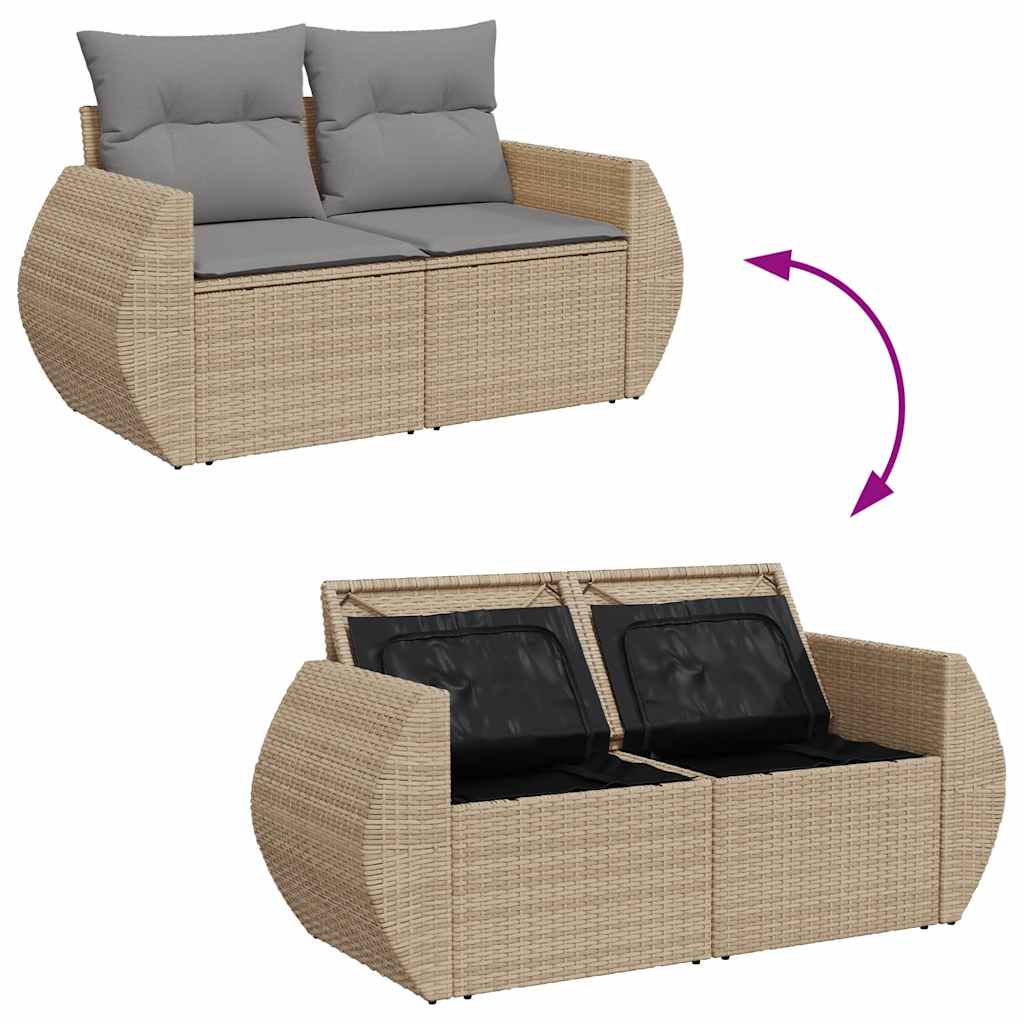 10 pcs garden sofa set with cushions PE rattan beige