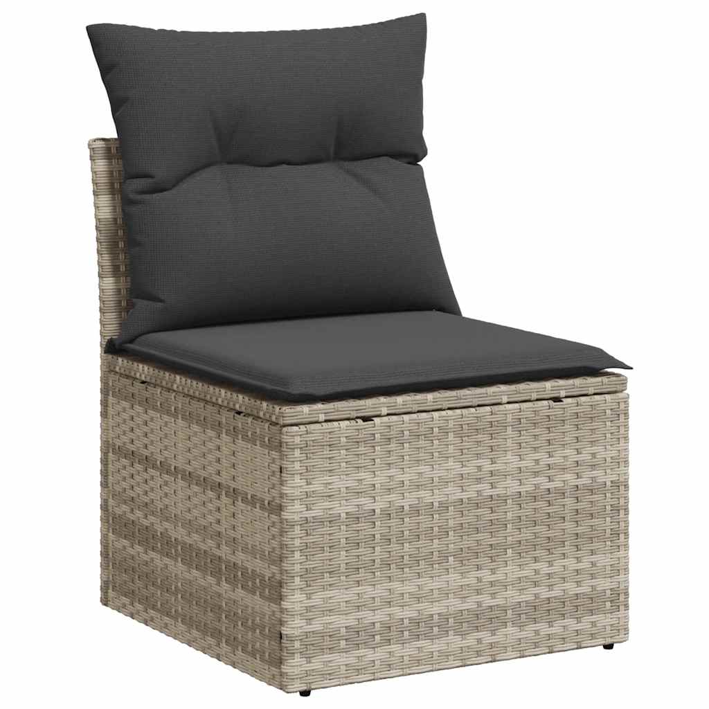 10 pcs garden sofa set with cushions light grey poly rattan