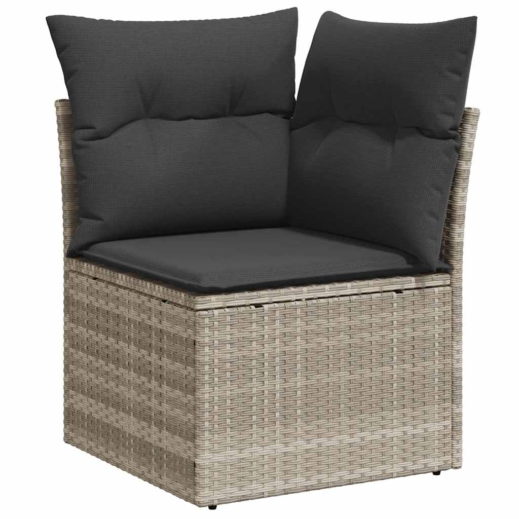10 pcs garden sofa set with cushions light grey poly rattan