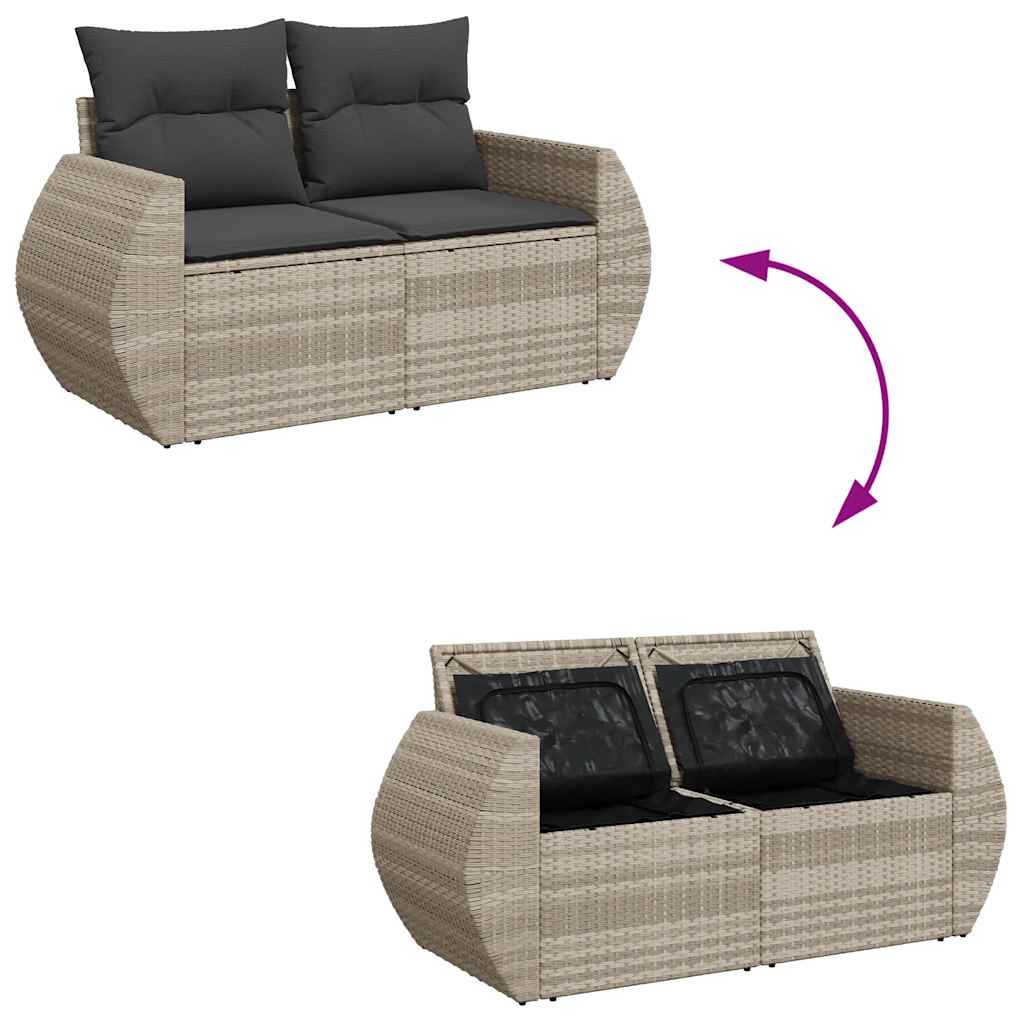 10 pcs garden sofa set with cushions light grey poly rattan