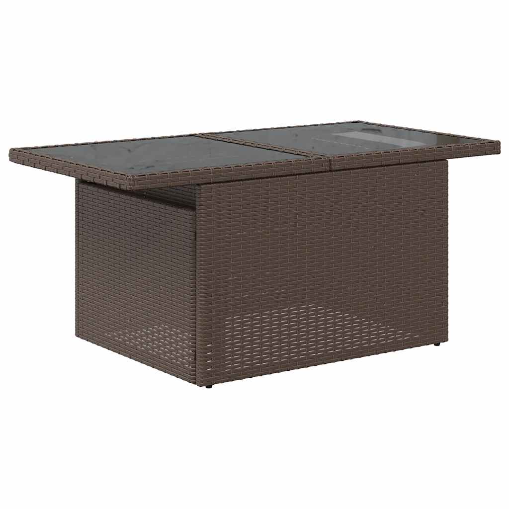 10 pcs garden sofa set with cushions poly rattan brown