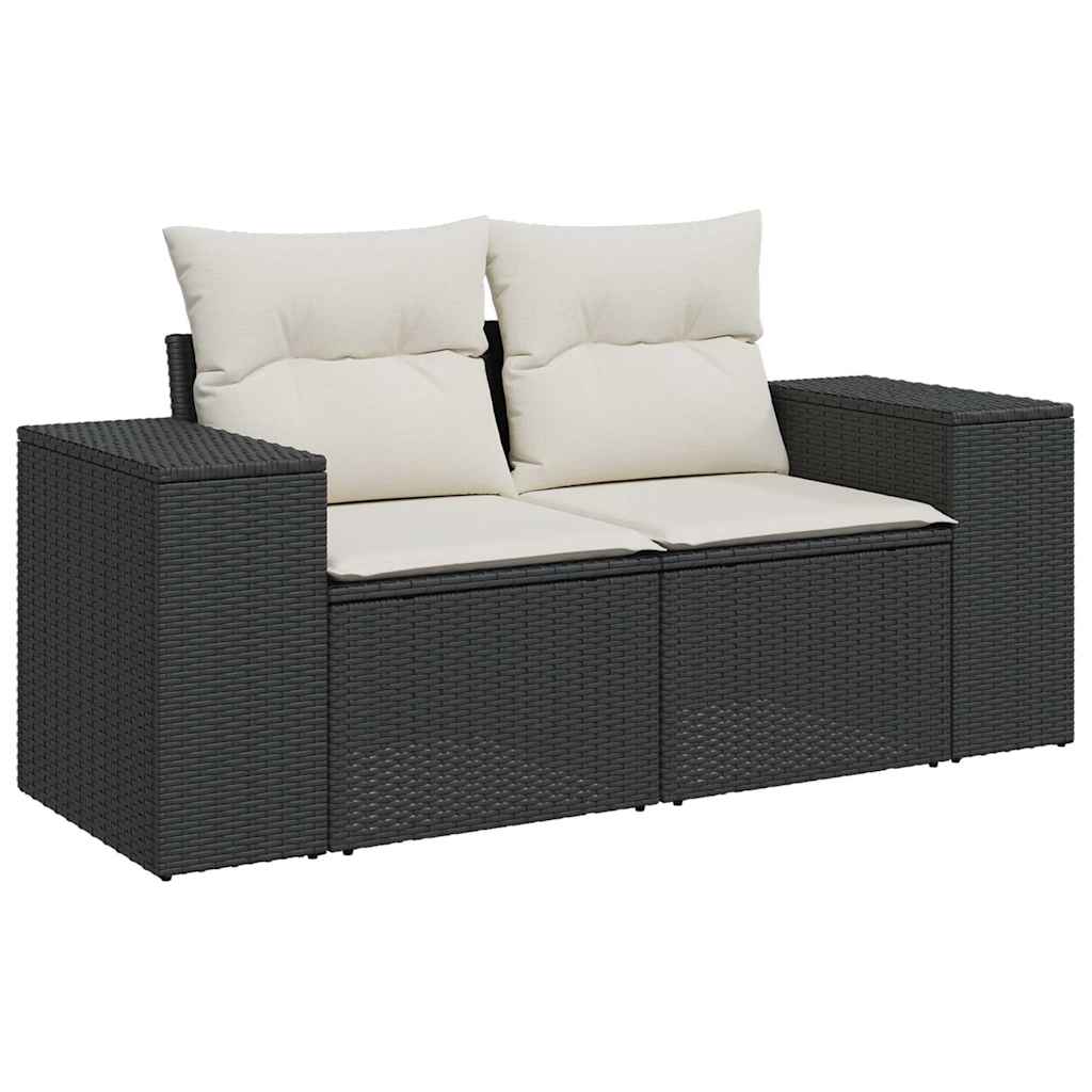 10 pcs garden sofa set with cushions poly rattan black