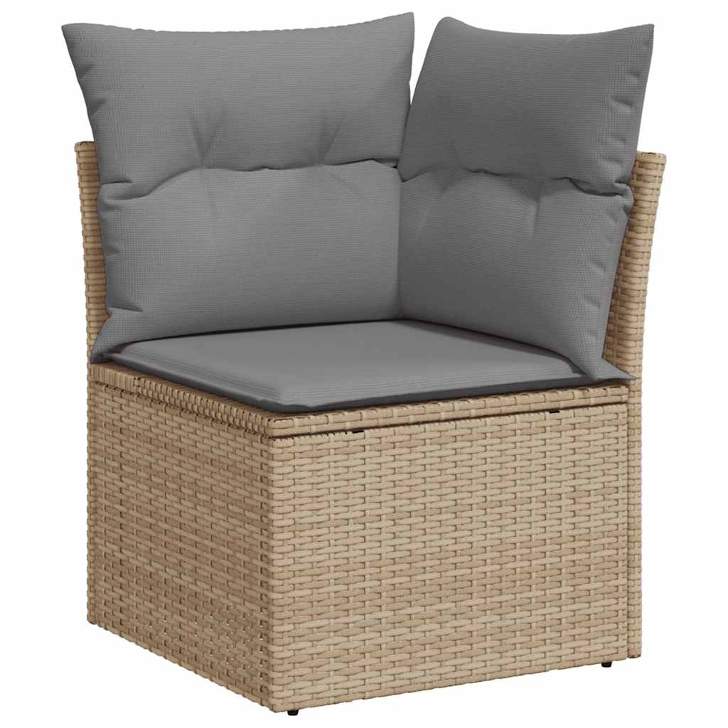 10 pcs garden sofa set with cushions PE rattan beige