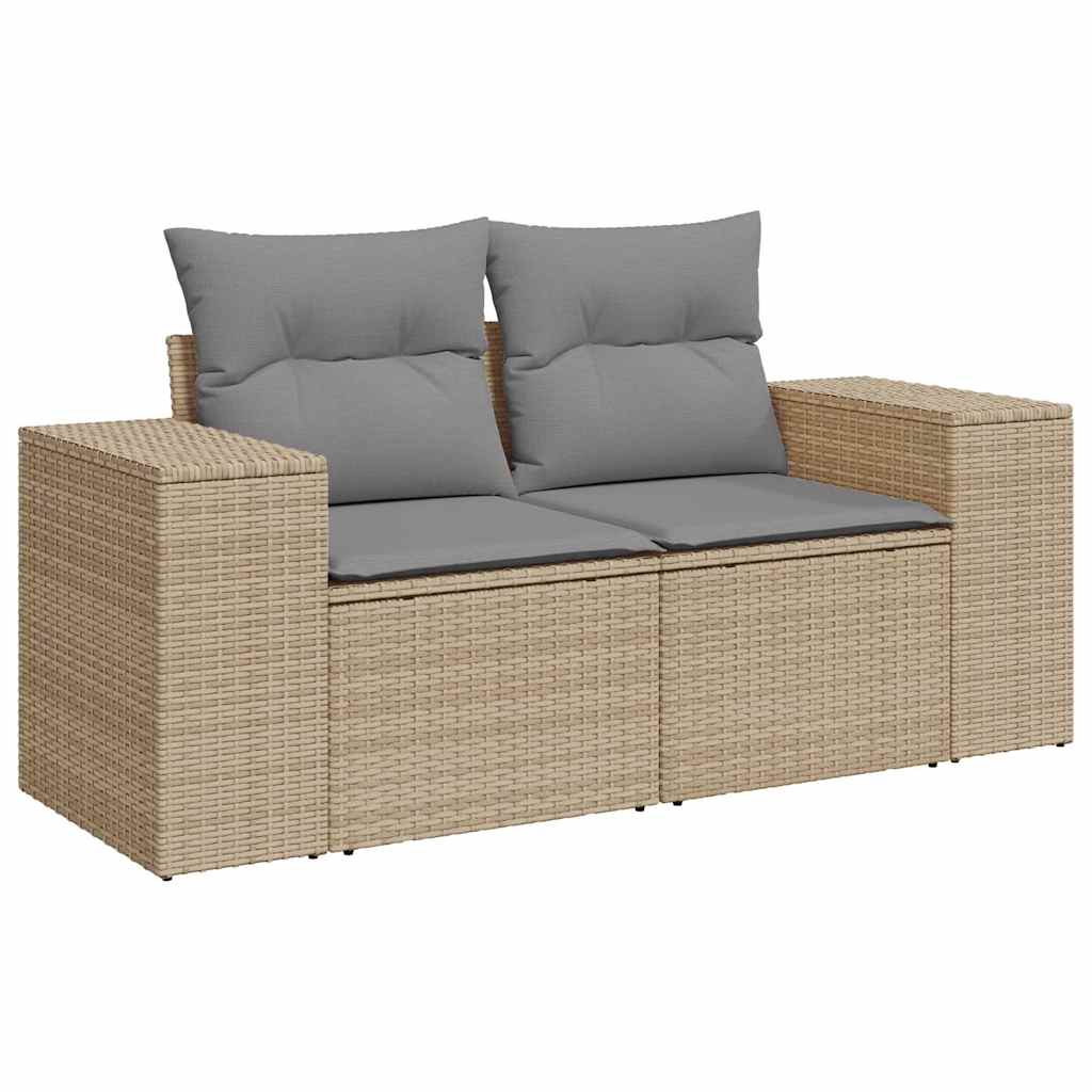 10 pcs garden sofa set with cushions PE rattan beige