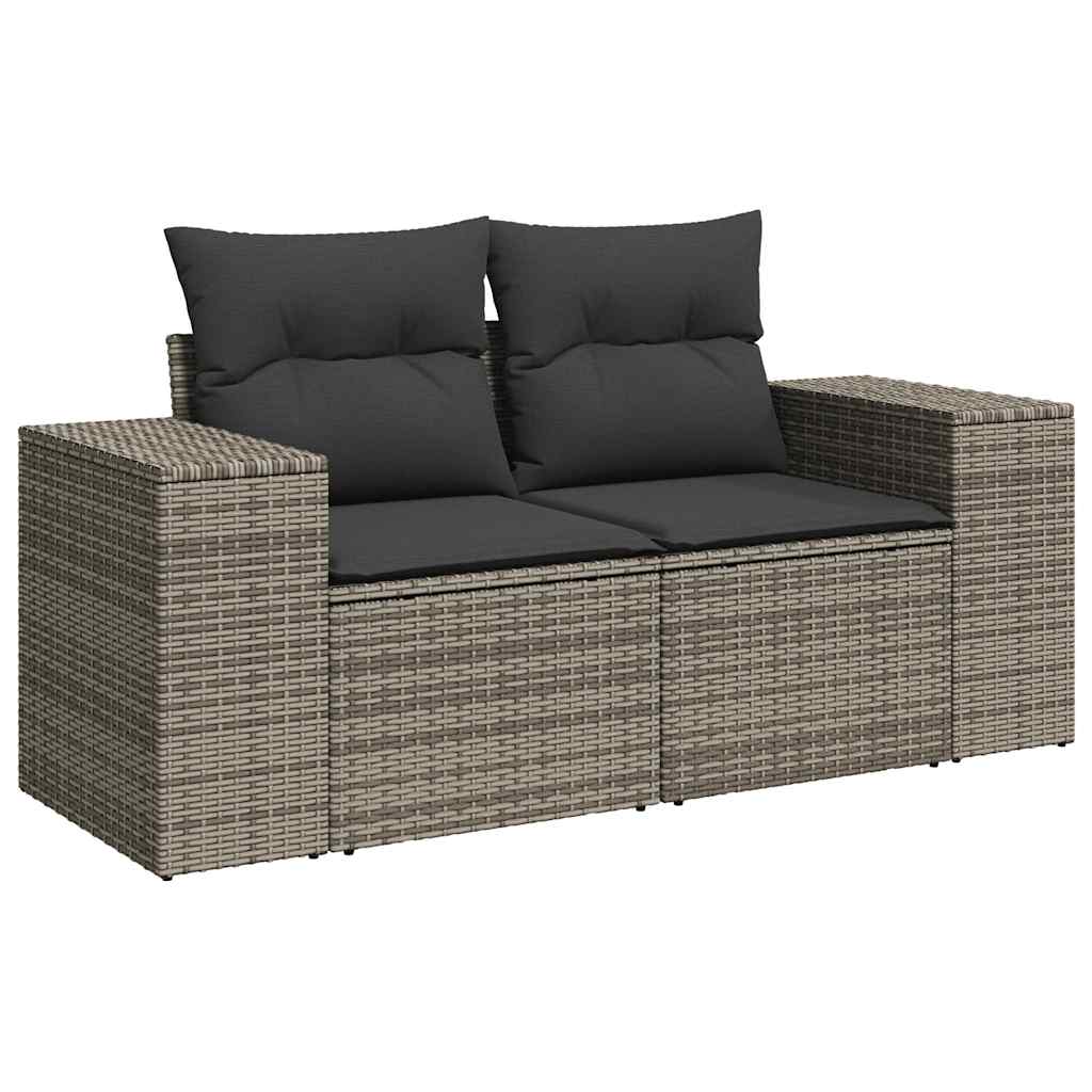 10 pcs garden sofa set with cushions poly rattan grey