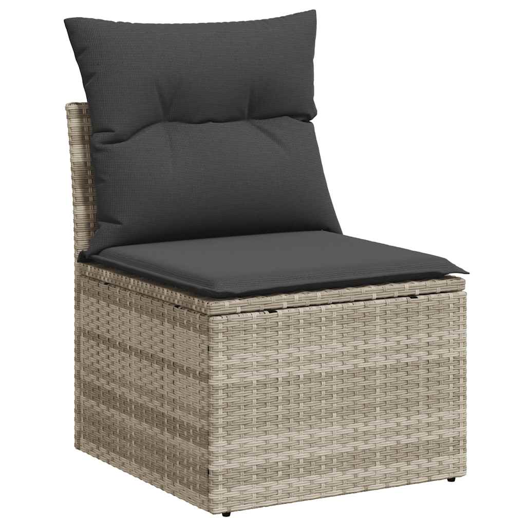 10 pcs garden sofa set with cushions light grey poly rattan
