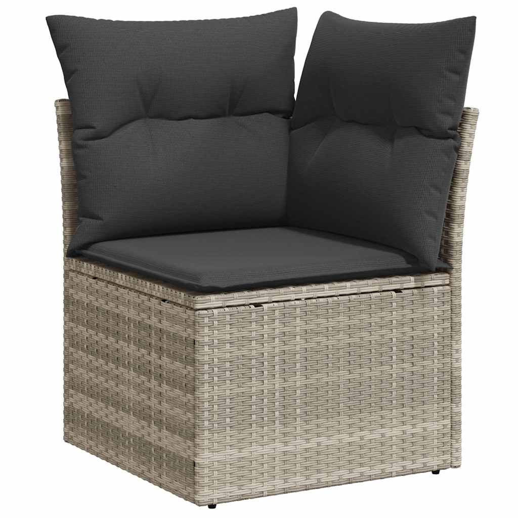 10 pcs garden sofa set with cushions light grey poly rattan