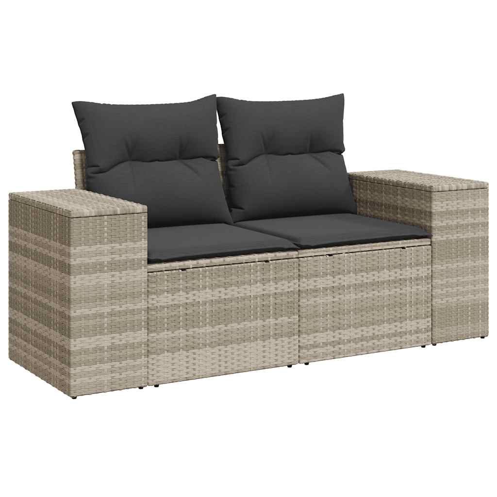 10 pcs garden sofa set with cushions light grey poly rattan