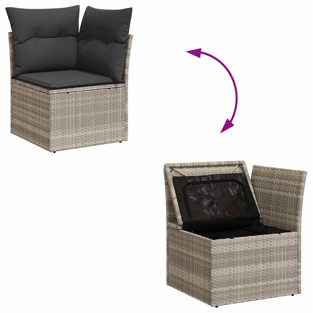 10 pcs garden sofa set with cushions light grey poly rattan