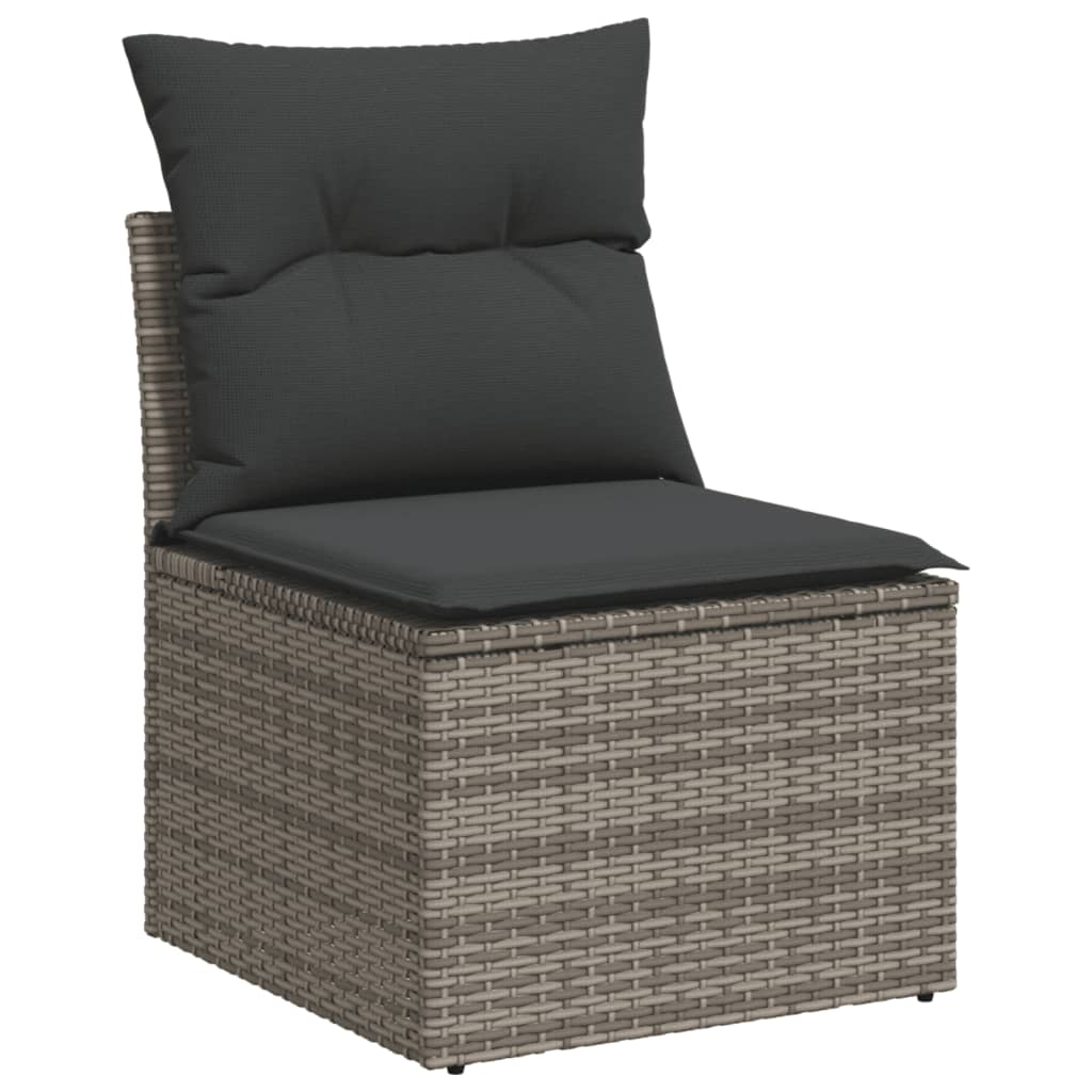 8 pcs garden sofa set with cushions poly rattan grey