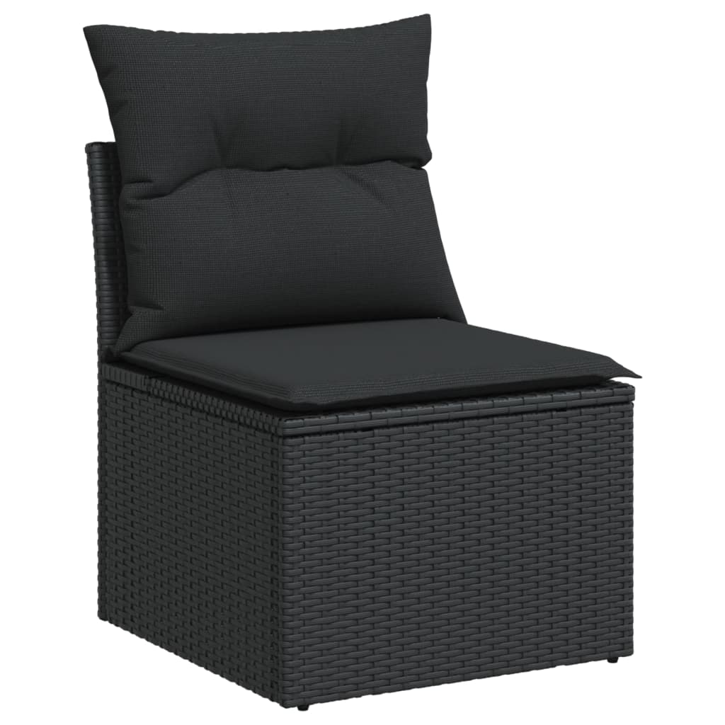 10 pcs garden sofa set with cushions poly rattan black