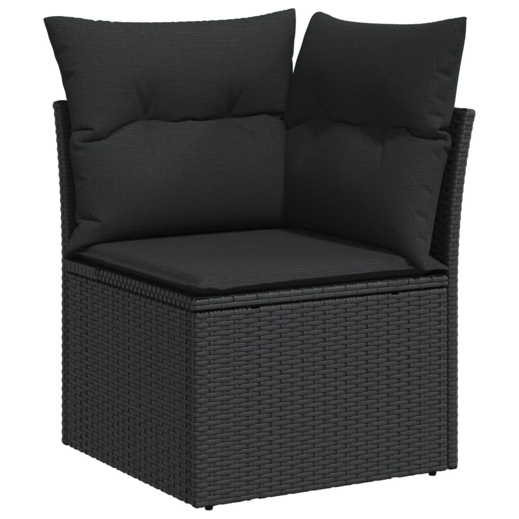 10 pcs garden sofa set with cushions poly rattan black