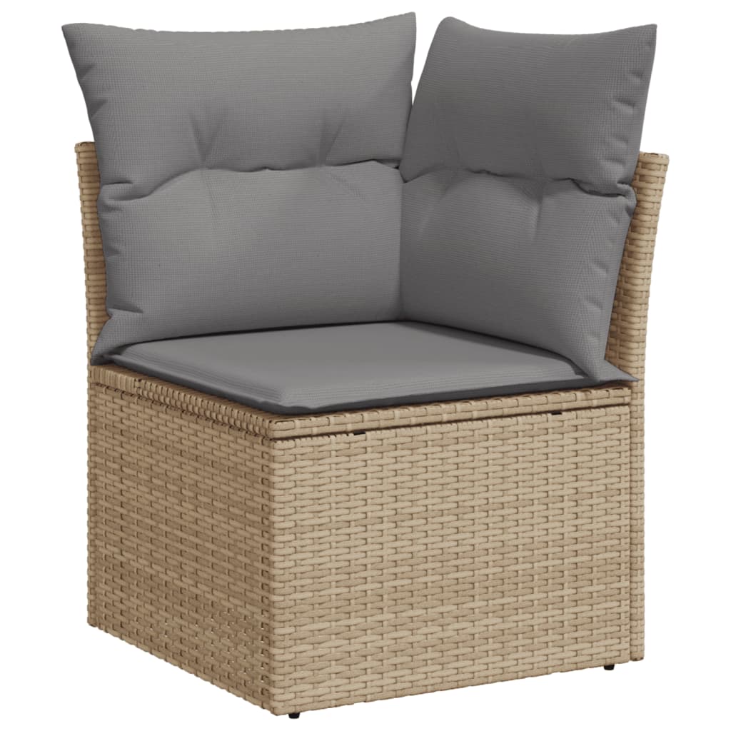 10 pcs garden sofa set with cushions PE rattan beige