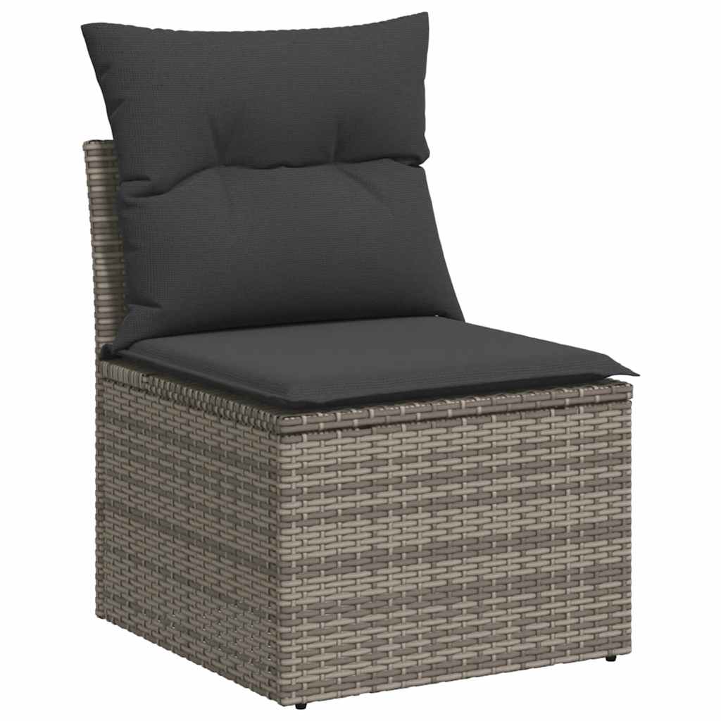 8 pcs garden sofa set with cushions poly rattan grey