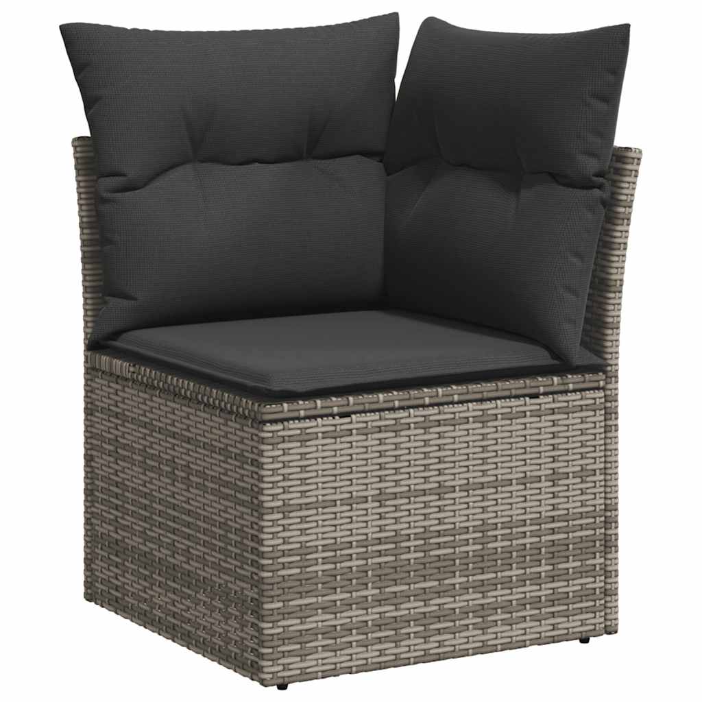 8 pcs garden sofa set with cushions poly rattan grey