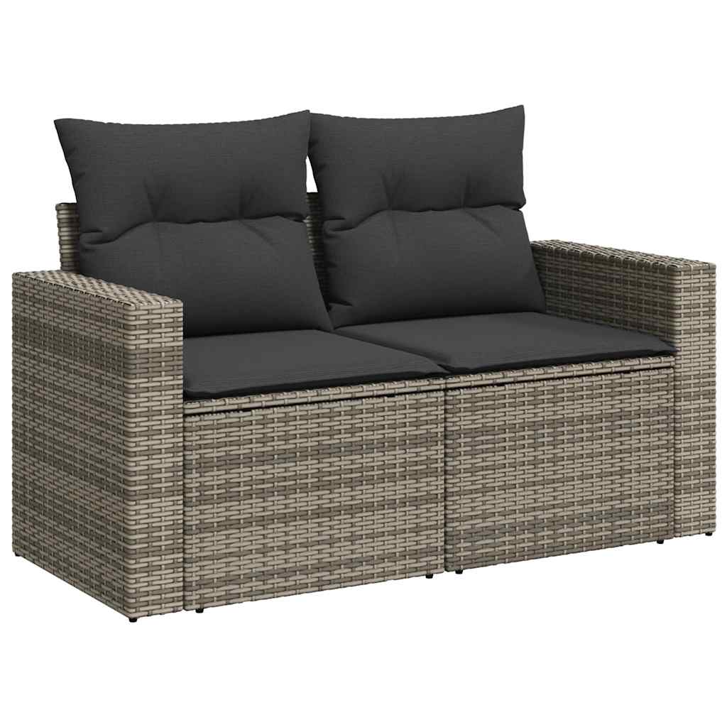 8 pcs garden sofa set with cushions poly rattan grey