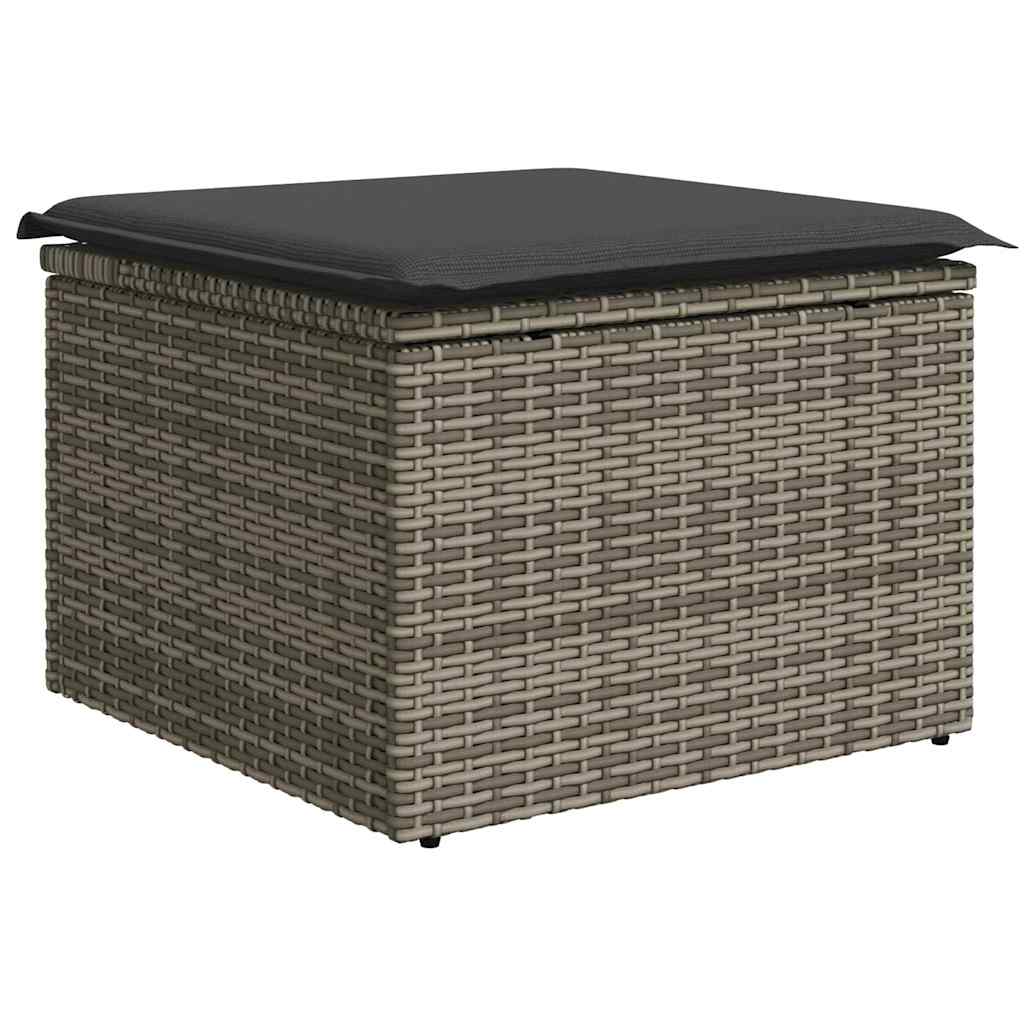 8 pcs garden sofa set with cushions poly rattan grey