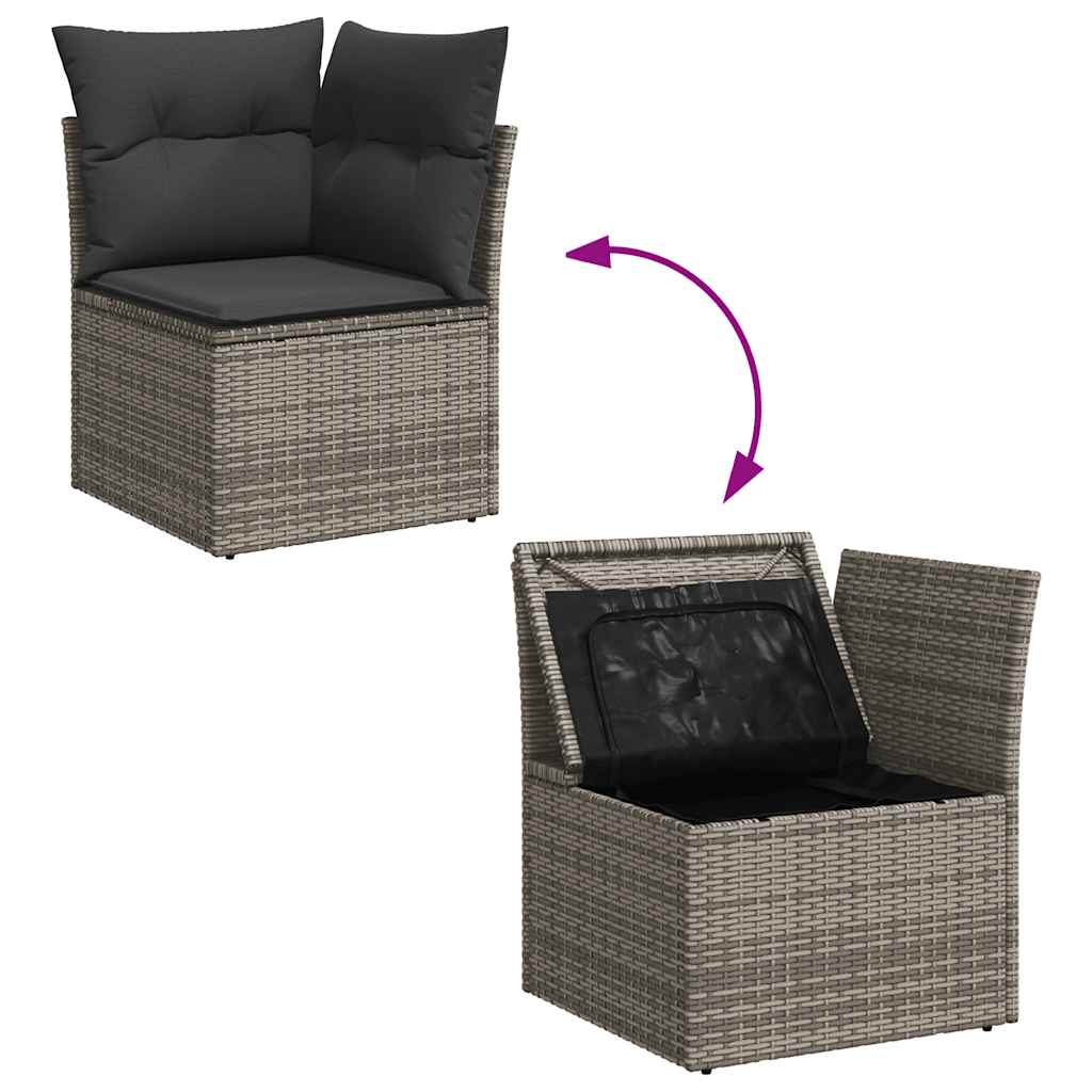 8 pcs garden sofa set with cushions poly rattan grey