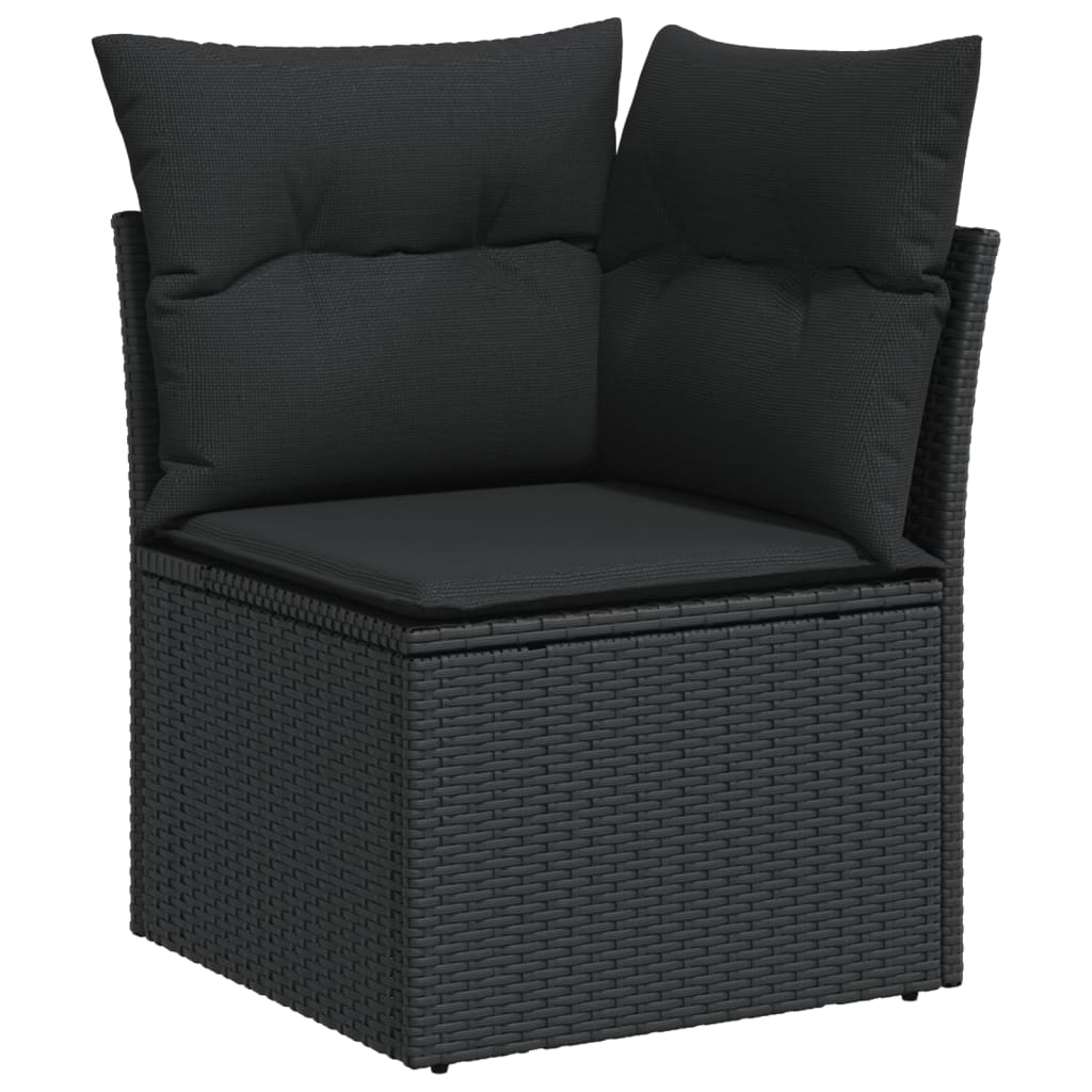 10 pcs garden sofa set with cushions poly rattan black
