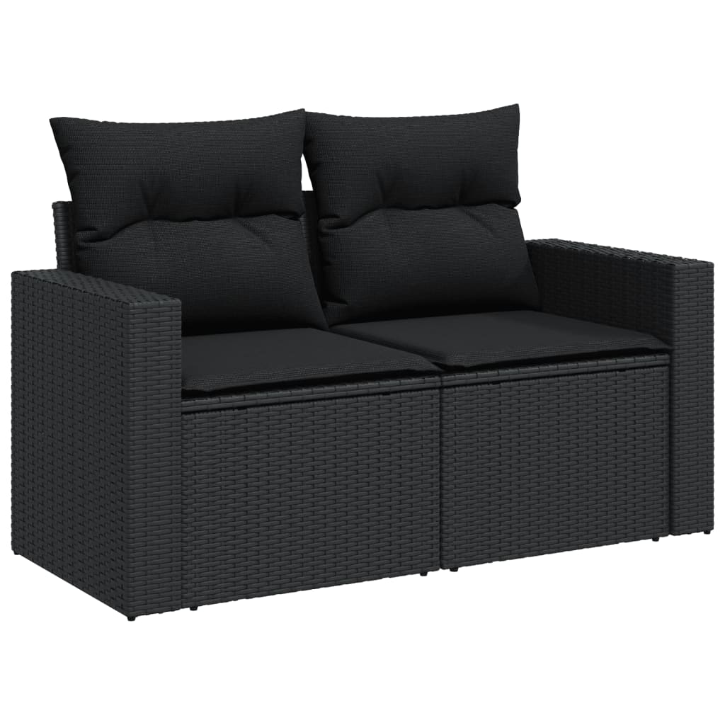 10 pcs garden sofa set with cushions poly rattan black