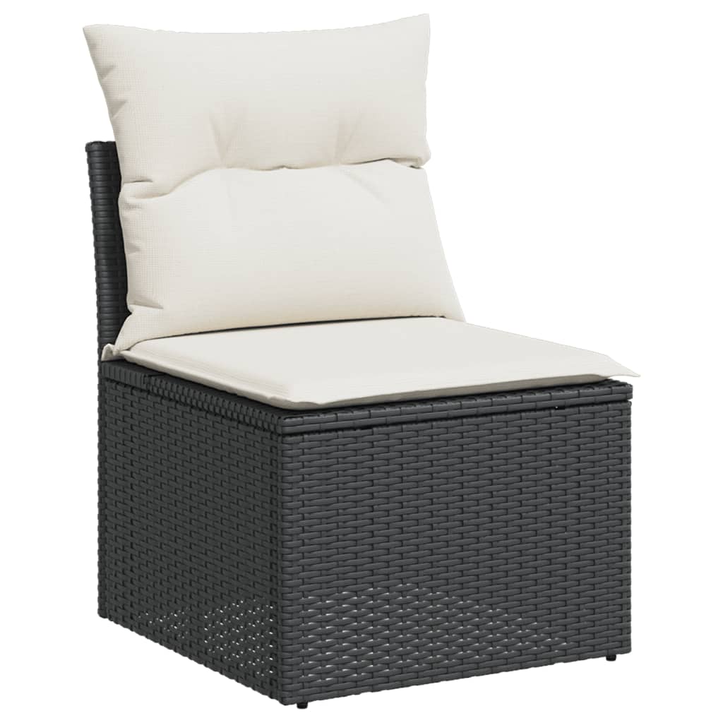 10 pcs garden sofa set with cushions poly rattan black