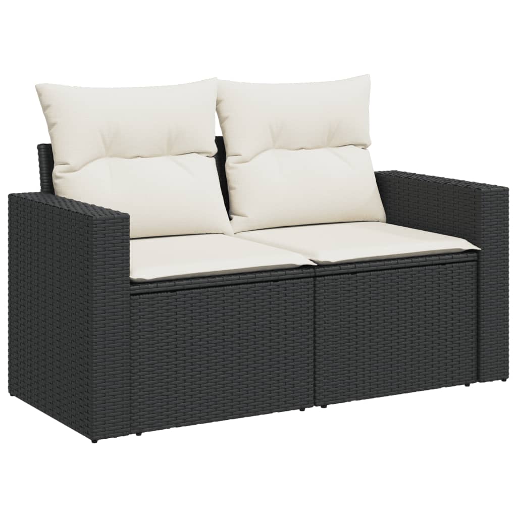 10 pcs garden sofa set with cushions poly rattan black