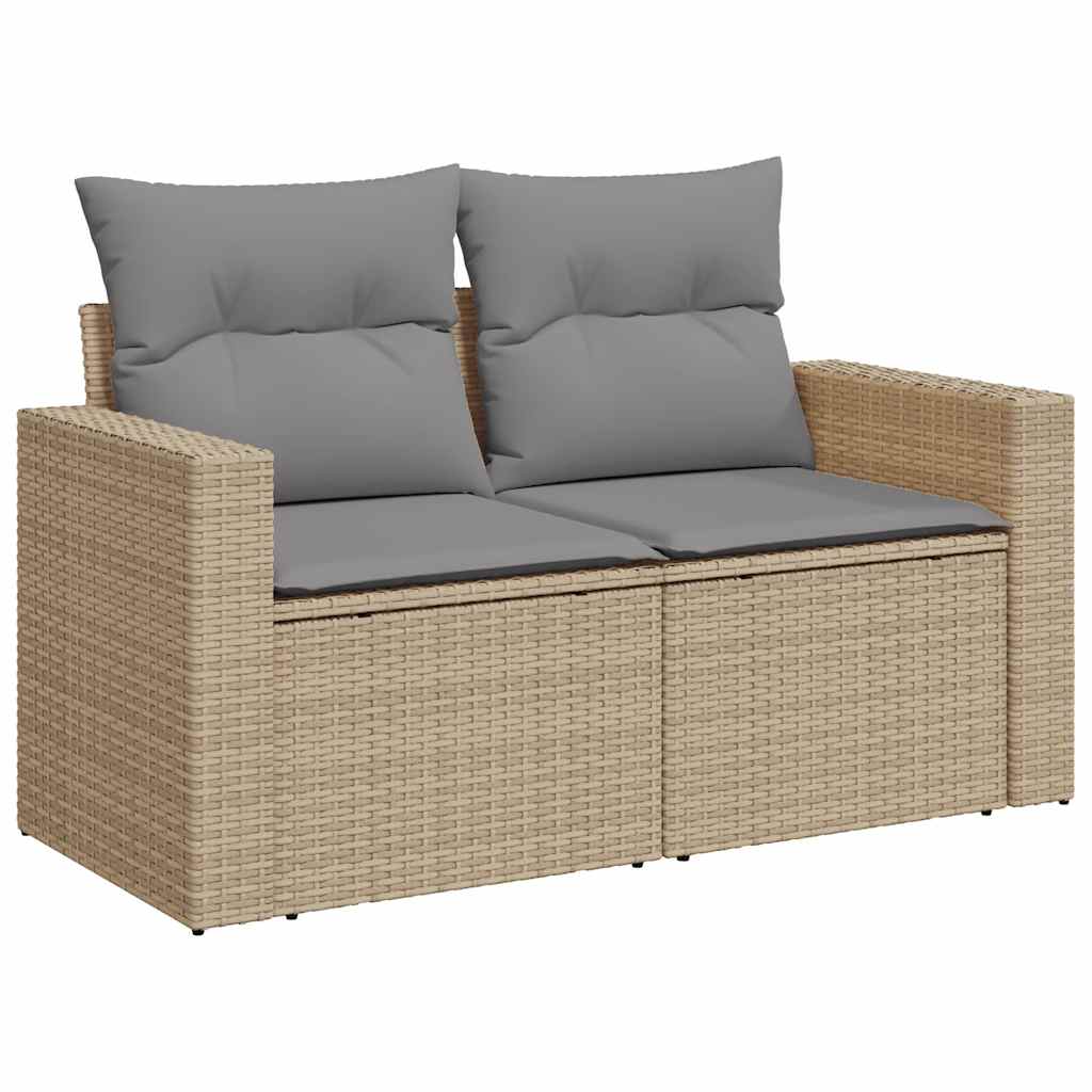 10 pcs garden sofa set with cushions PE rattan beige