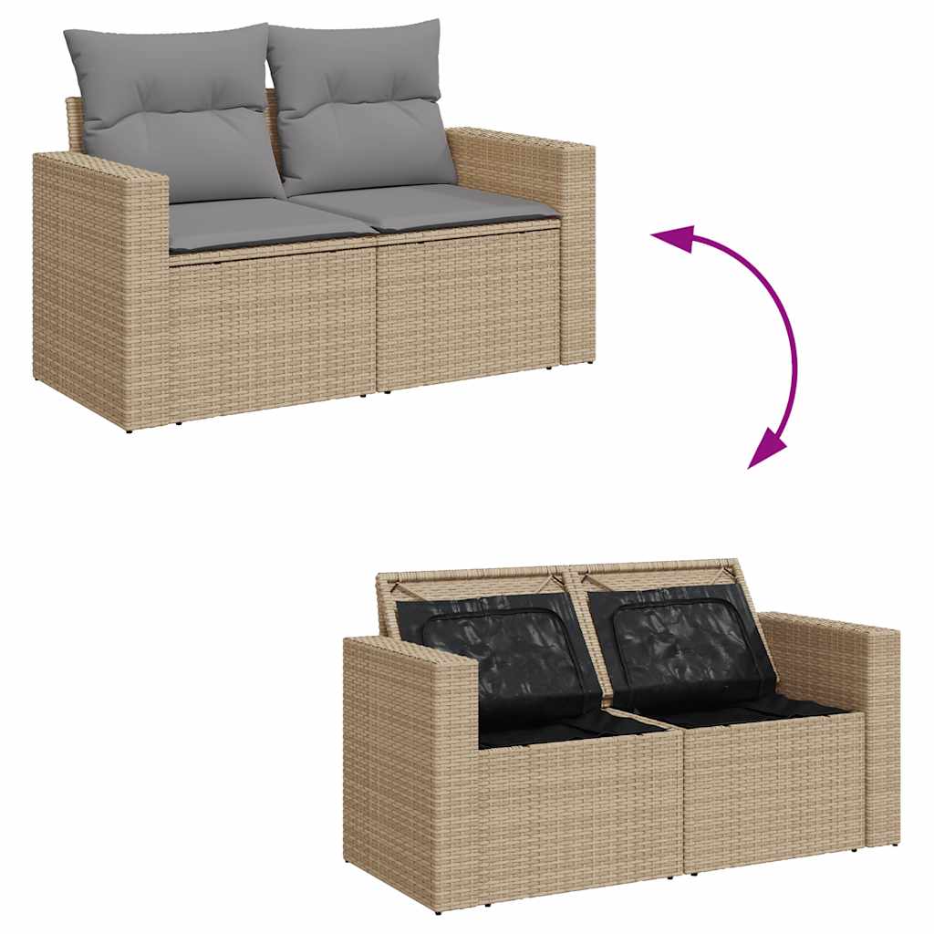 10 pcs garden sofa set with cushions PE rattan beige