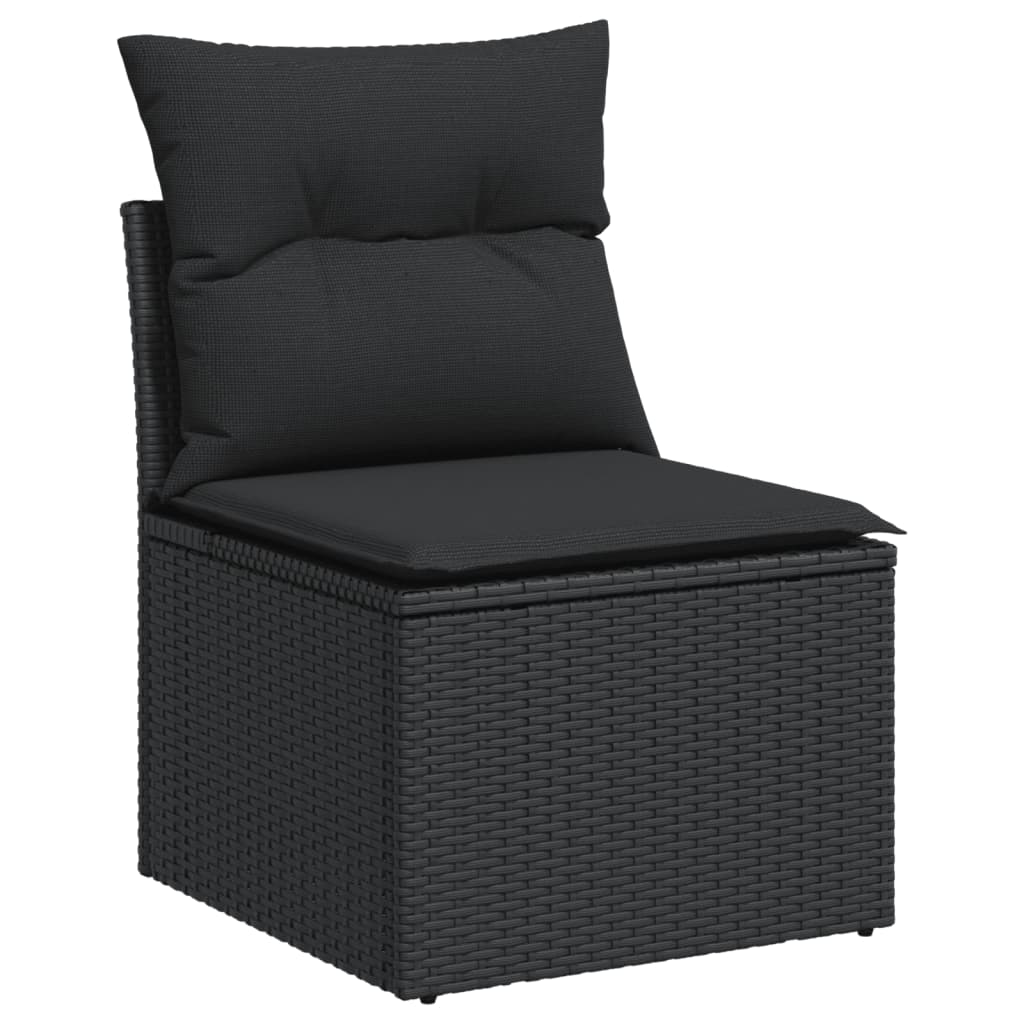 10 pcs garden sofa set with cushions poly rattan black
