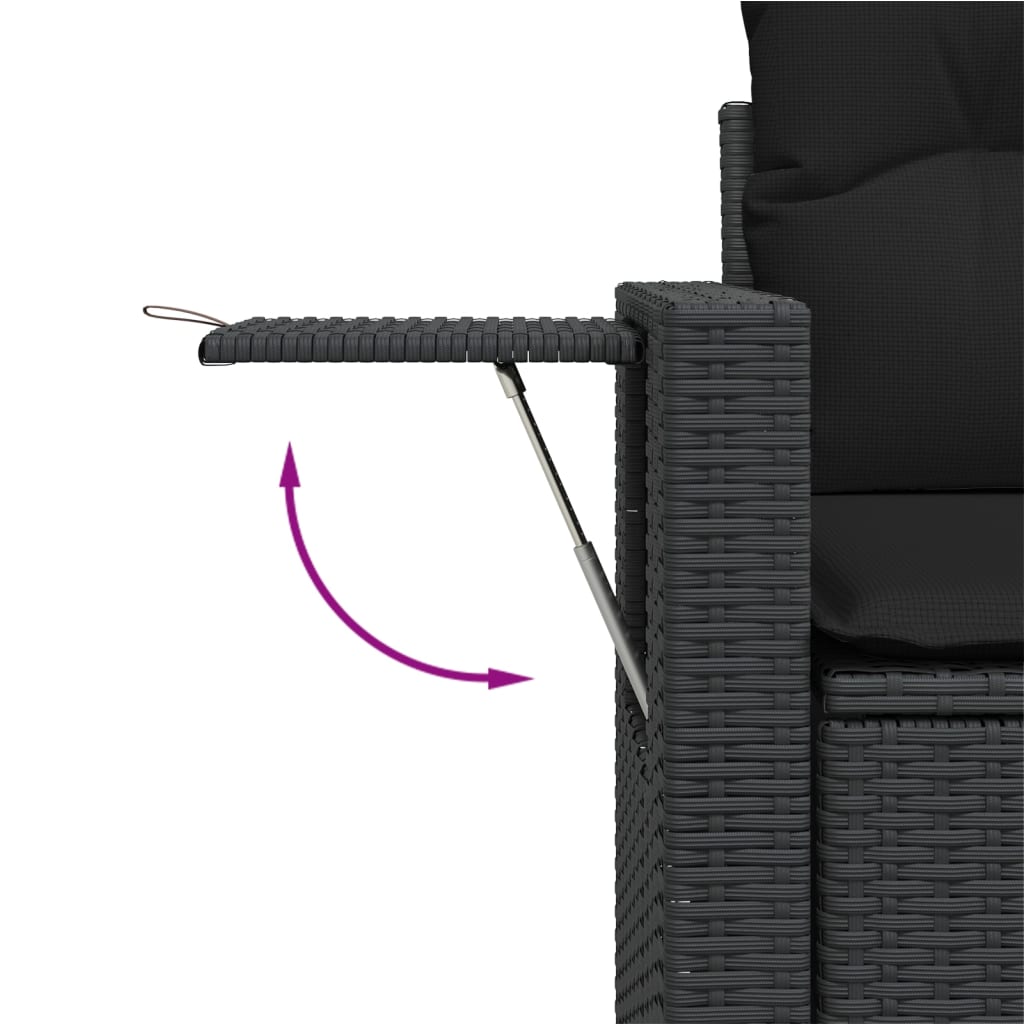 10 pcs garden sofa set with cushions poly rattan black