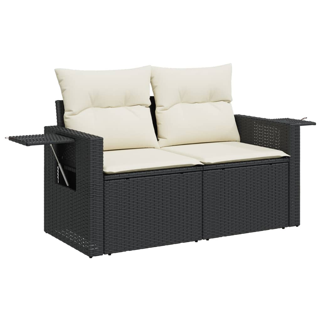 10 pcs garden sofa set with cushions poly rattan black