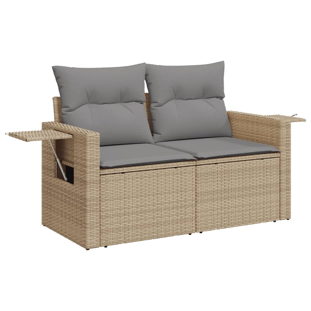 10 pcs garden sofa set with cushions PE rattan beige