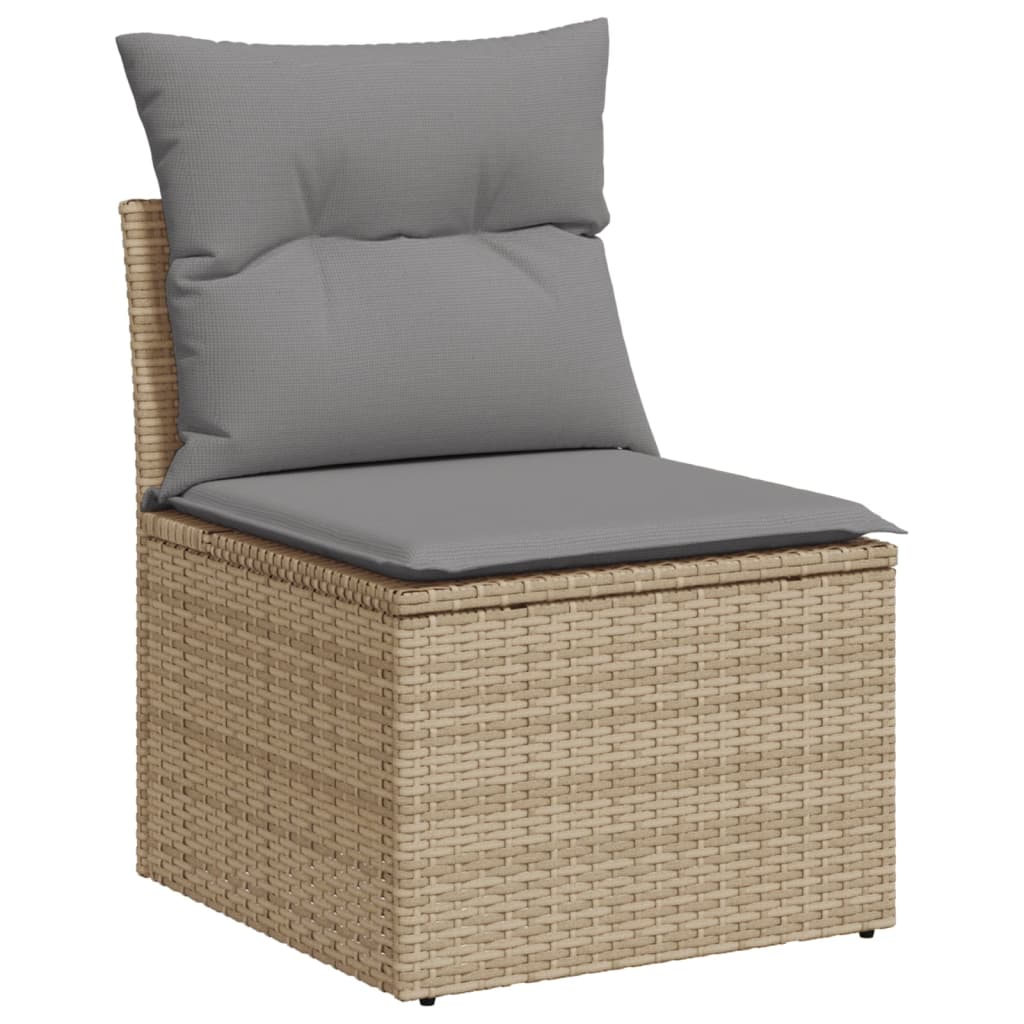 10 pcs garden sofa set with cushions PE rattan beige