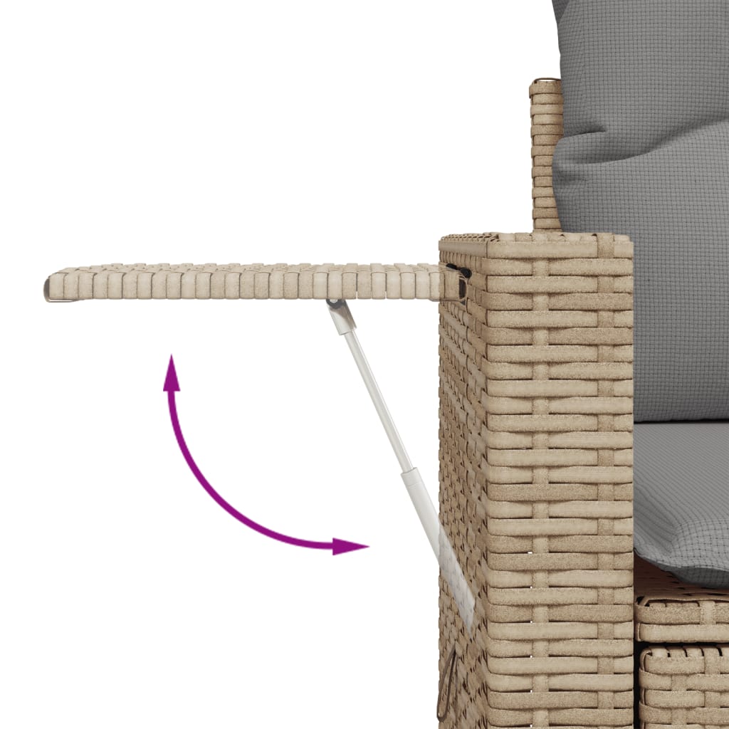 10 pcs garden sofa set with cushions PE rattan beige