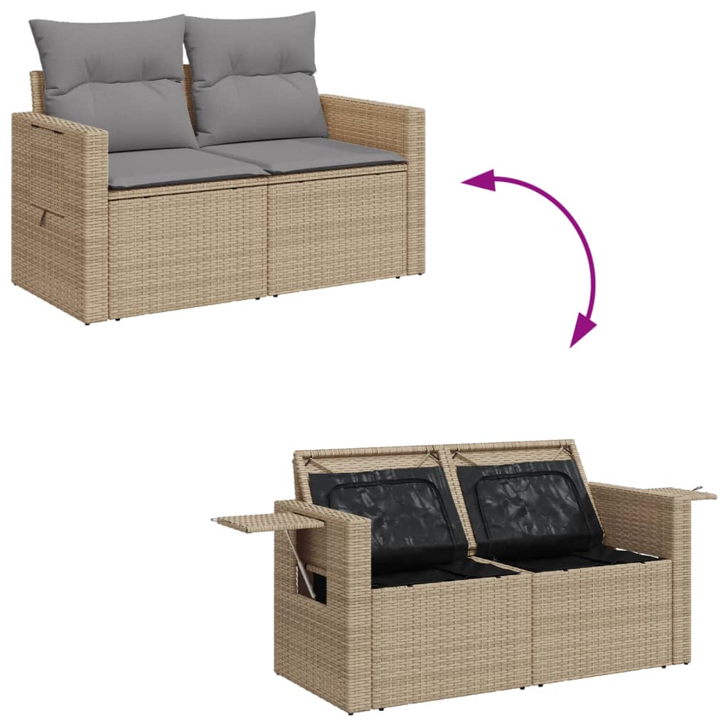 10 pcs garden sofa set with cushions PE rattan beige