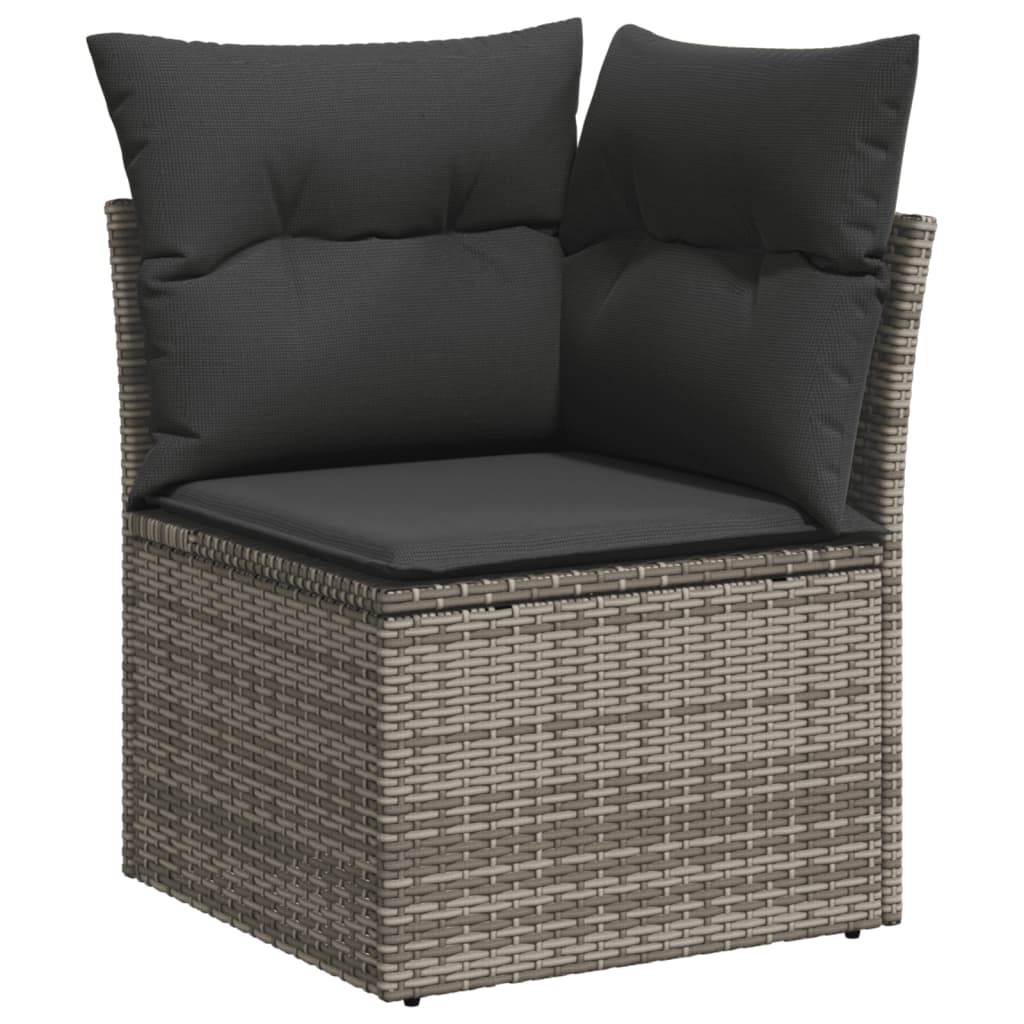 10 pcs garden sofa set with cushions poly rattan grey