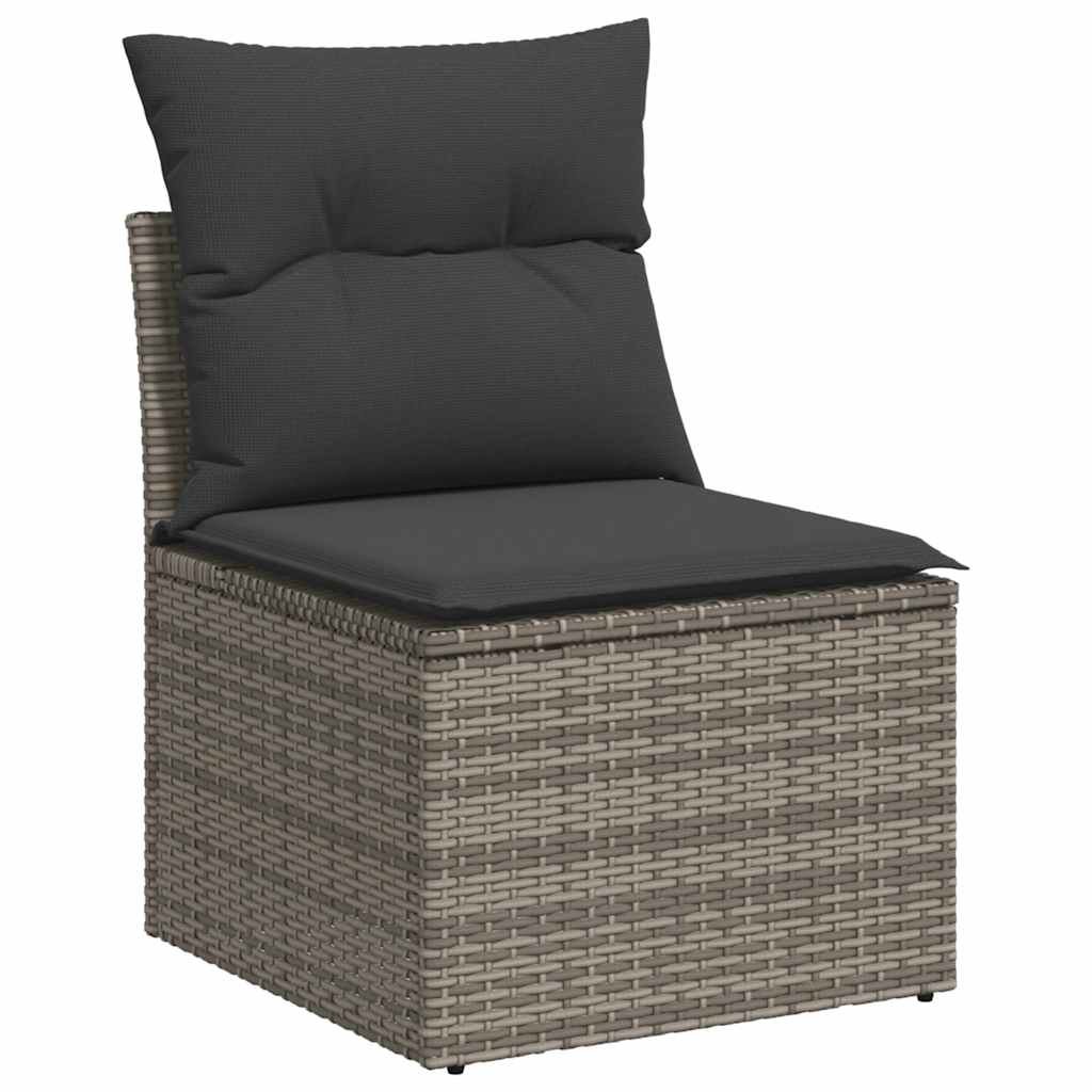 8 pcs garden sofa set with cushions poly rattan grey