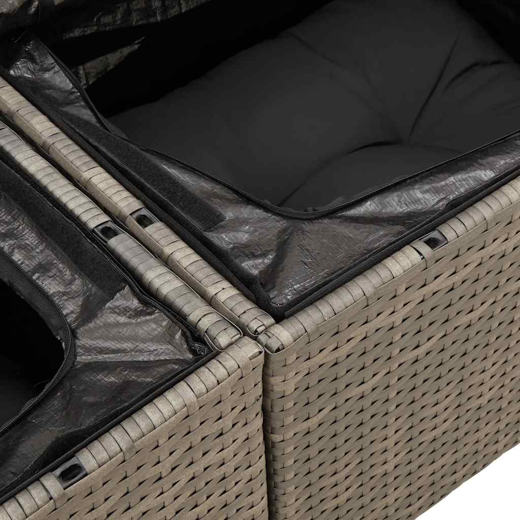 8 pcs garden sofa set with cushions poly rattan grey
