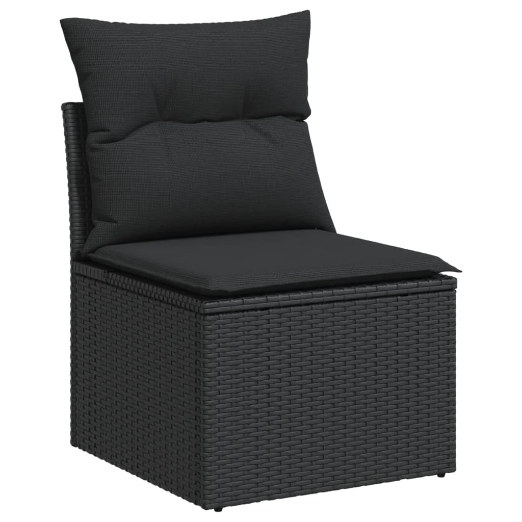 10 pcs garden sofa set with cushions poly rattan black