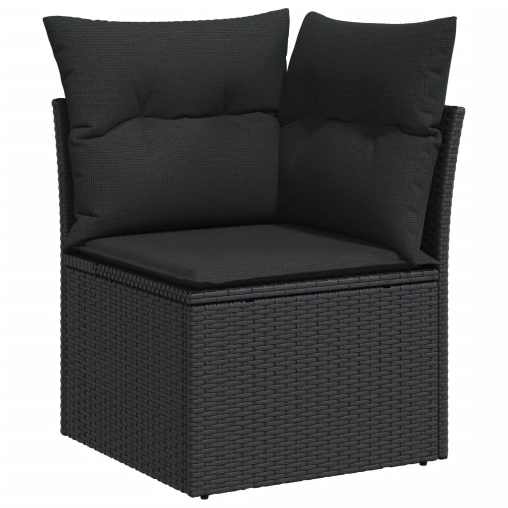 10 pcs garden sofa set with cushions poly rattan black