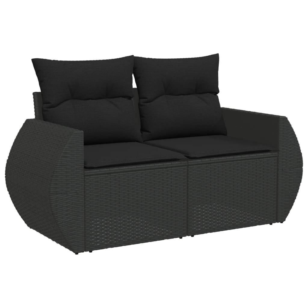 10 pcs garden sofa set with cushions poly rattan black
