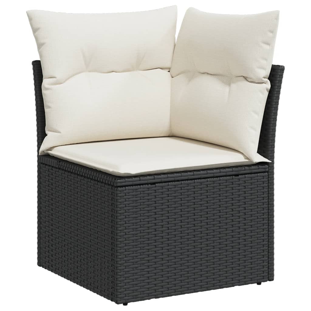 10 pcs garden sofa set with cushions poly rattan black