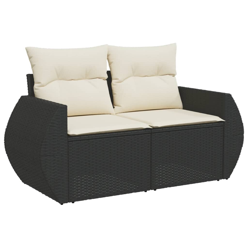 10 pcs garden sofa set with cushions poly rattan black
