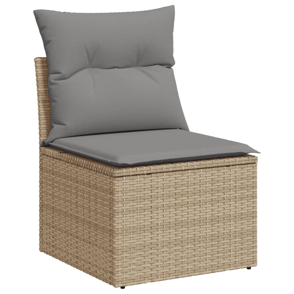 10 pcs garden sofa set with cushions PE rattan beige